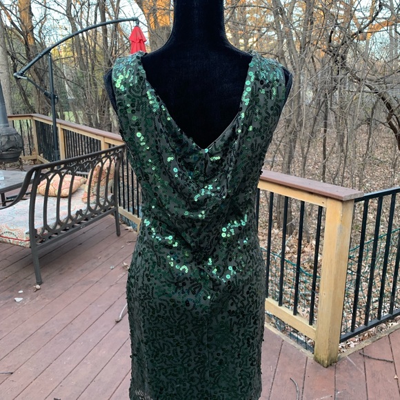 NWT Jessica Simpson Dark Green Sequin Dress - Picture 2 of 5